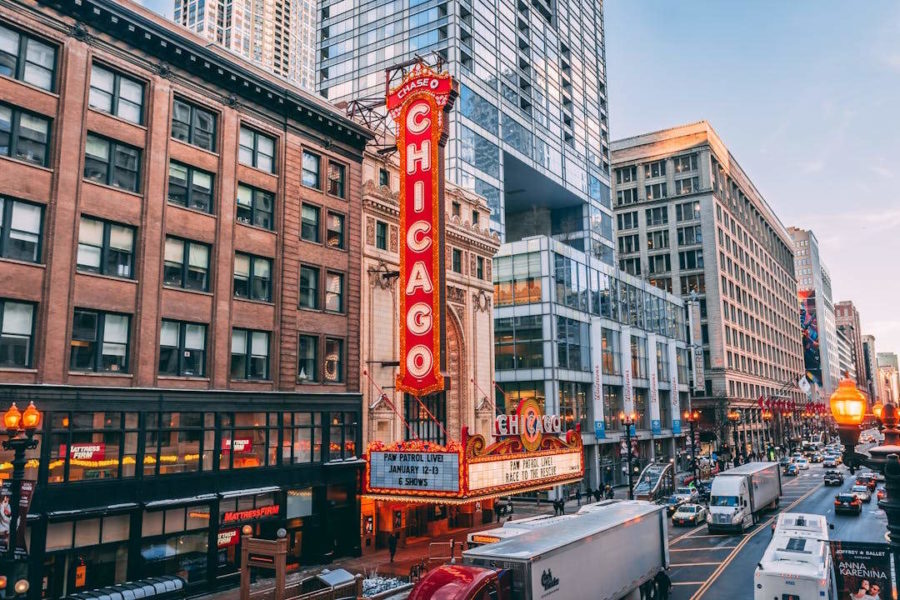 Un boulevard dans la capitale de l'Illinois, Chicago.